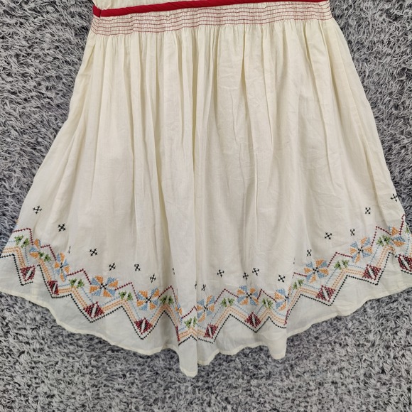 Dolls Point Women Dress Boho Folk Cottagecore 4 Cream Red Embroidered High Low - Picture 12 of 15